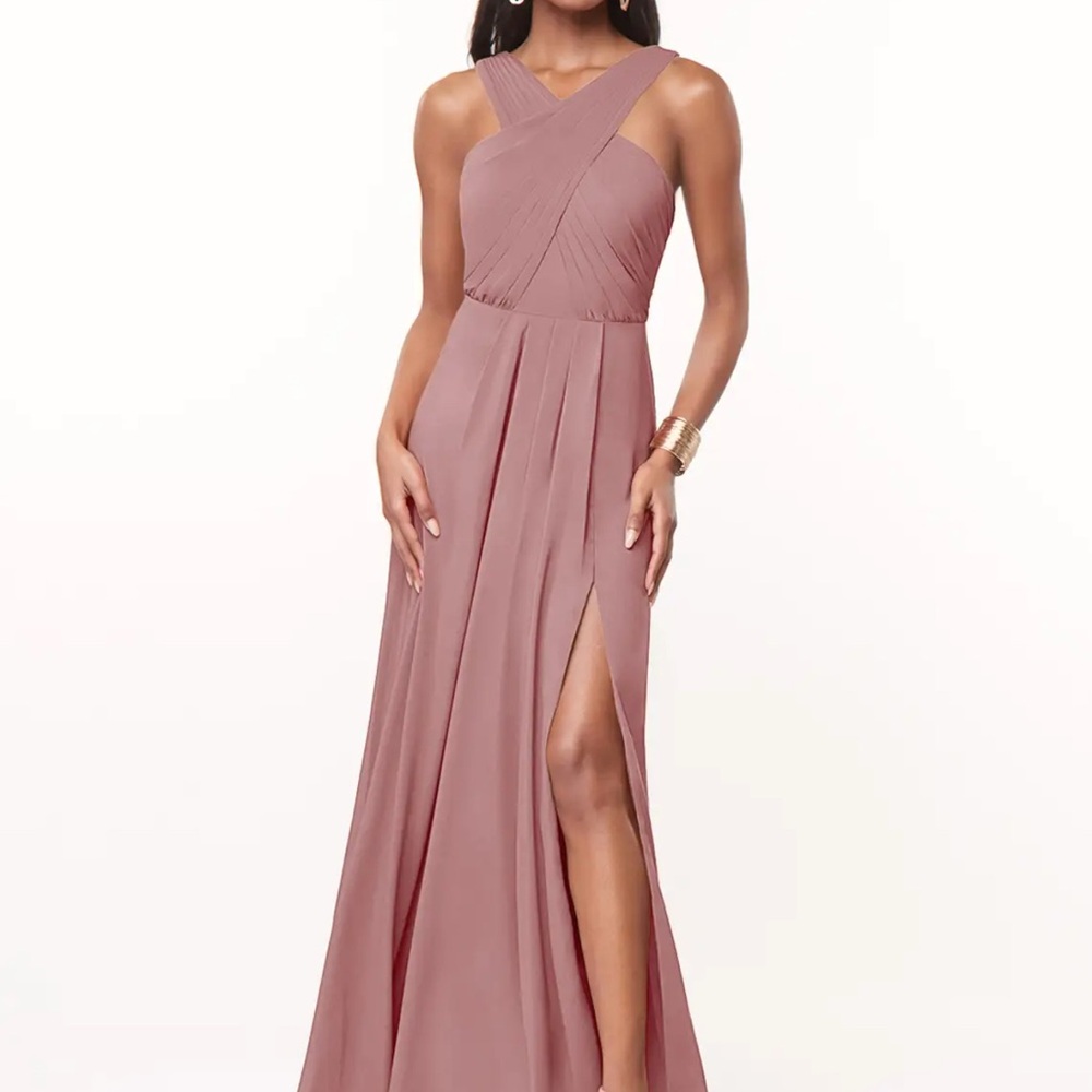 Azazie Brandie Pink Rose Chiffon Dress